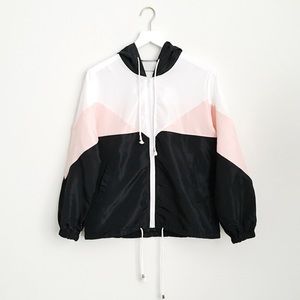 Pink White and Black Windbreaker Jacket